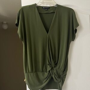INC International Concepts Olive Green Knot Front Blouse